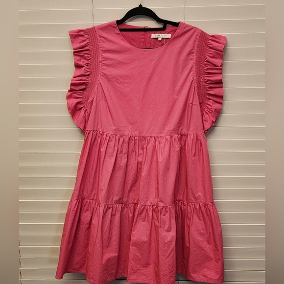 English Factory Tiered Midi Dress Pink sz Lg - Picture 1 of 8